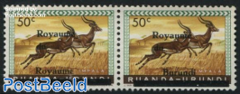 Error overprint; Royaume du Royaume 1v (pair with normal stamp)