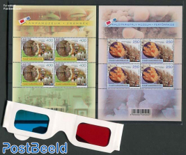 Museums 3D Stamps 2 s/s in folder pack