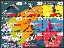 18th Asian Games 9v, sheetlet