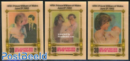 Birth of Prince william 3v, 3-D stamps