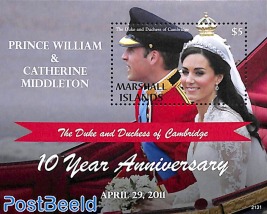 William & Kate 10th wedding anniv. s/s