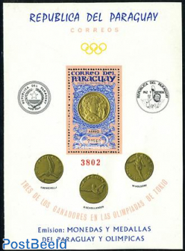 Olympic medal s/s (medal sticked on stamp)