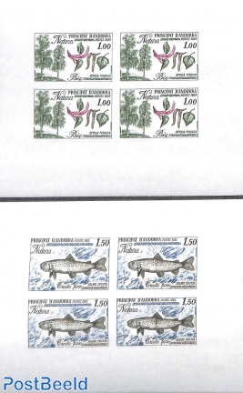Nature 2v, Imperforated blocks m/s with 4 stamps