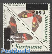 Butterflies overprinted 2v (50g on 250g)