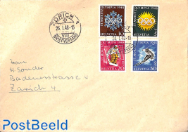 Letter with olympic winter games stamps 
