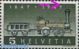 5c, Plate flaw, Y form line right of 1947