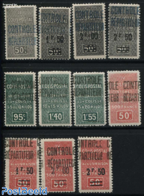 Colis Postal, Controle Repartiteur Overprints 11v