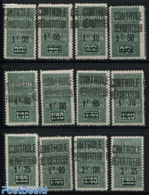 Colis Postal, Controle Repartiteur Overprints 12v