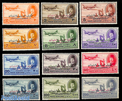 Airmail definitives, overprints 12v