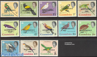 Definitives, birds independence overprints 13v