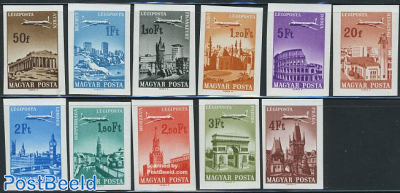 Airmail, cities 11v, imperforated