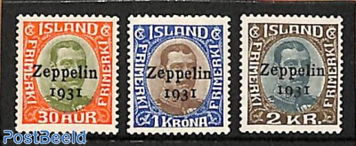 Zeppelin 1931 overprints 3v