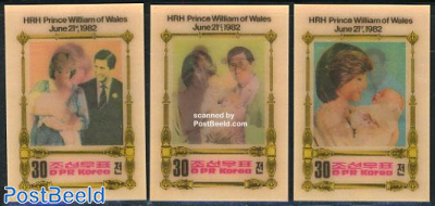 Birth of Prince william 3v, 3-D stamps