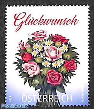 Greeting stamp, flowers 1v