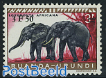 Elephant 1v, overprint