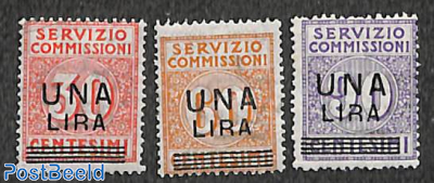 Servizio Commissioni, overprints 3v