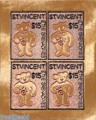 Teddy bear, textile stamps m/s