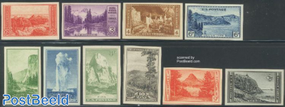 National parks 10v imperforated, no gum