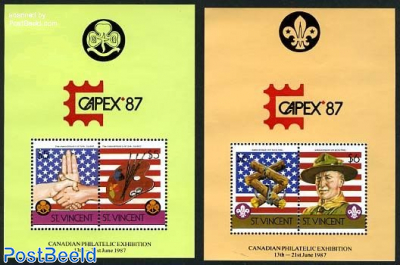 75 Years Girl guides 2 s/s with CAPEX overprint