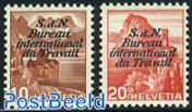 I.L.O. overprints 2v